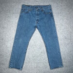 Levi's 501 Denim Jeans Mens 35x30(34x29) Blue Straight Leg Button Fly